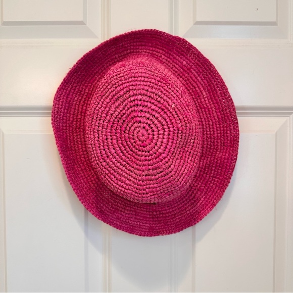 NWOT Max Mara Weekend Label-cut Logo Raffia Cloche Size: M/L Spring/ Summer Pink - Picture 6 of 11